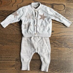 Mayoral Cream and Brown Baby Knit Set